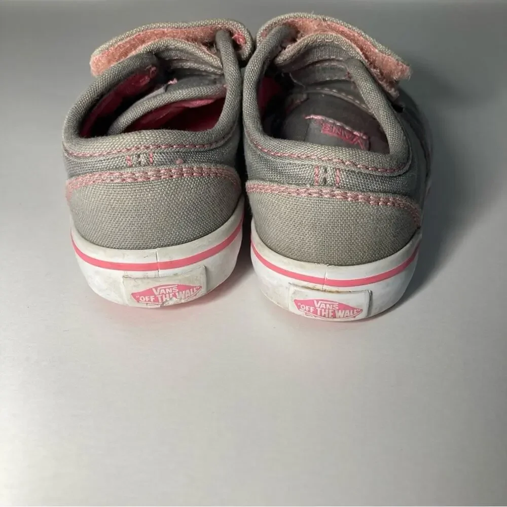 Vans Gray Pink Skate Double Velcro Strap Sneakers Shoes Toddler 5